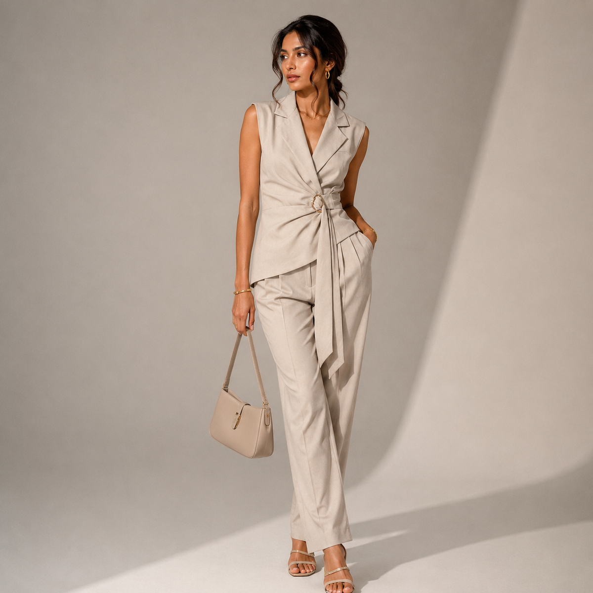 Golden Buckle Co-ord set (White)